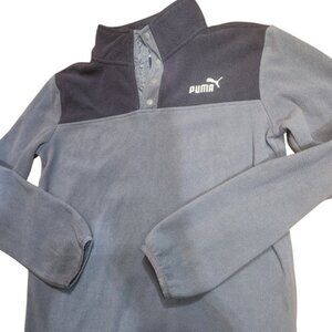 Puma Fleece Pullover Mock Neck Snap Button Grey Sweatshirt XL‎ Youth